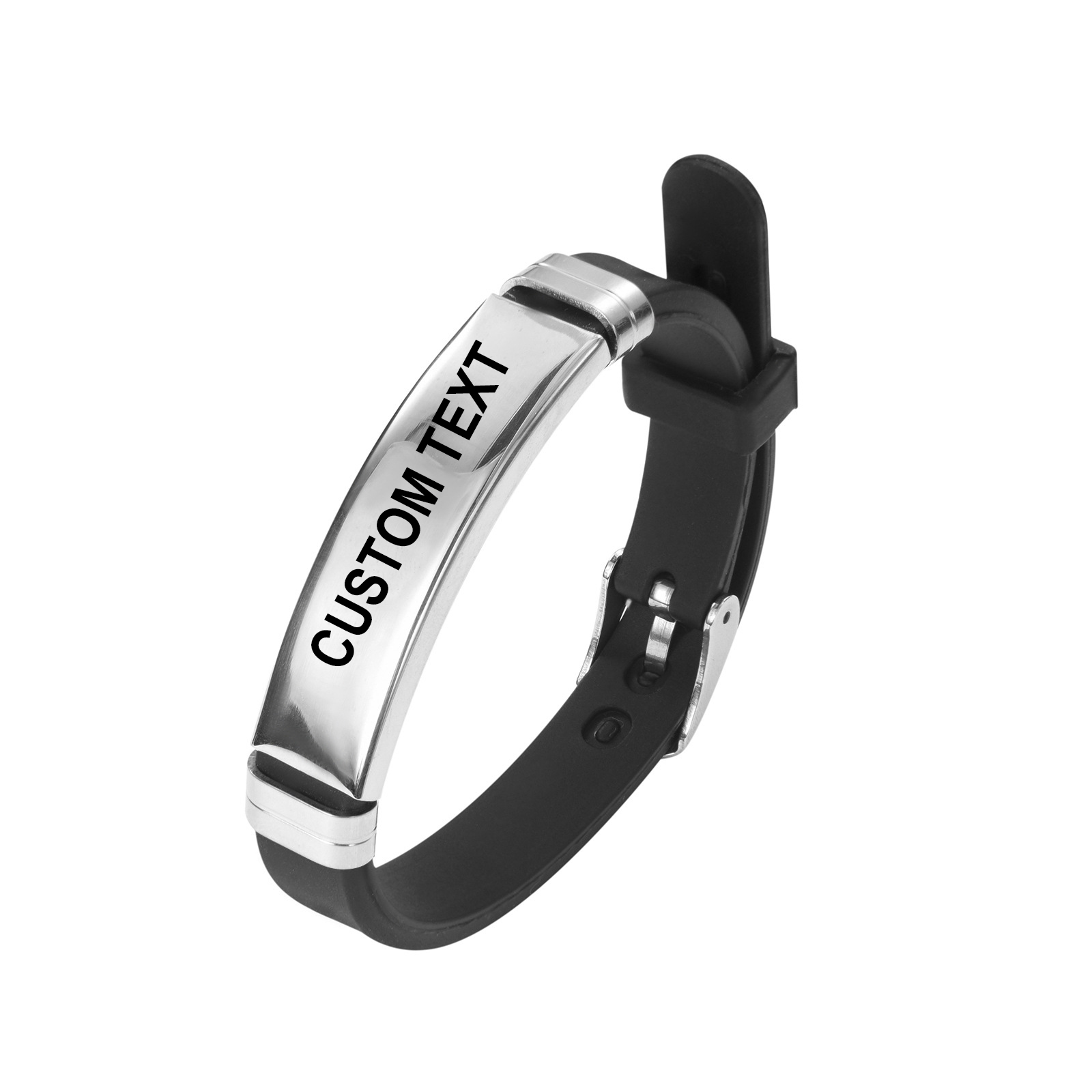 Women Accessories Brand Name - Bracelet en silicone noir personnalisé avec